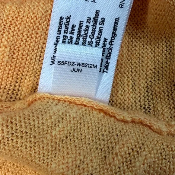 Eileen Fisher Linen Cotton V-Neck Sweater Orange/Yellow Boxy High Low Large L - Picture 7 of 8